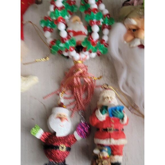 Unique Santa Claus moon face ball bead variety ornament set Xmas glitter - Picture 3 of 8